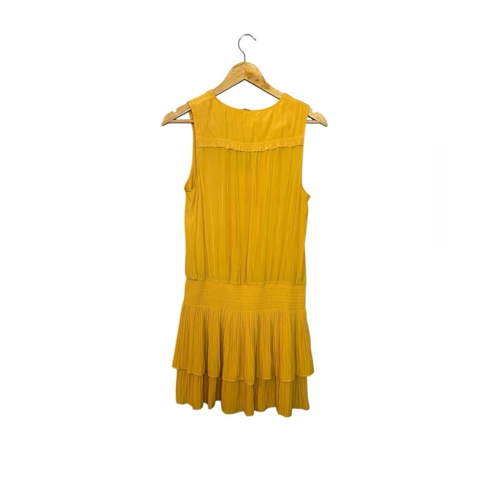 RAMY BROOK Caitlin Tiered Mini Dress Yellow V-Neck Ruffle Medium - Picture 7 of 8